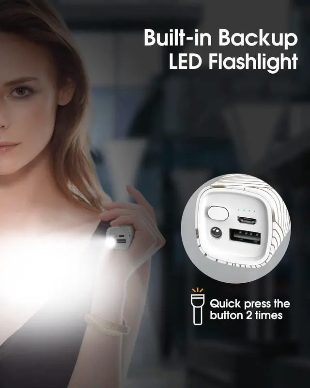 Alt view image 7 of 7 - Luxtude 10000mAh Small Portable Charger with Flashlight, Mini & Lightweight Power Bank, Compact External Battery Pack Lipstick Portable Phone Charger for iPhone, Android, Samsung, etc (2 Pack 5000mAh)