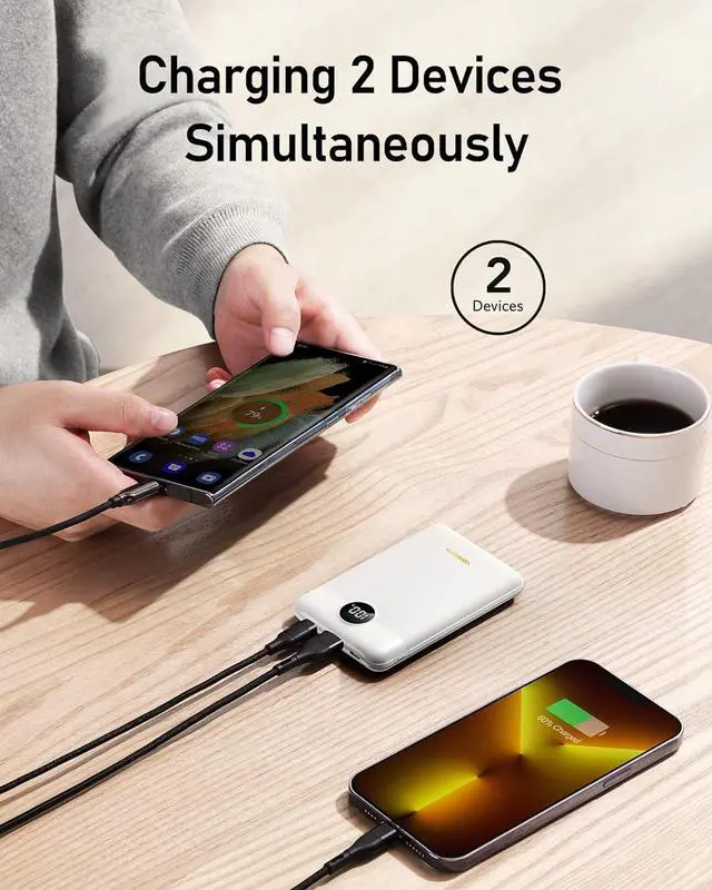 Alt view image 5 of 7 - VEEKTOMX Mini Portable Charger 10000mAh, 22.5W PD&QC 3.0 USB C Fast Charging Power Bank, Small Battery Pack with LED Display, Travel Essential Slim Battery Bank Compatible with iPhone,Samsung, etc