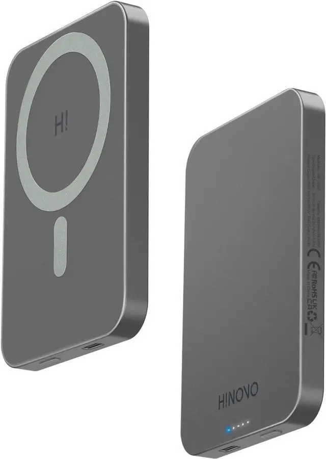 Main image of HINOVO Magnetic Power Bank 5000mAh Portable Charger iPhone Compatible for Magsafe 0.35 Battery Pack PD 20W&15W Wireless Charger for iPhone 15/14/13/12 Series,Metal Design & Graphene Heat Dissipation