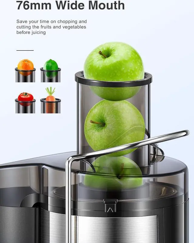 Alt view image 3 of 7 - Reemix Juicer Machine, Big Mouth Large 3 Feed Chute for Whole Fruits and Vegetables, Easy to Clean, Centrifugal Extractor, BPA Free, 500W Motor, Black (500, Watts)