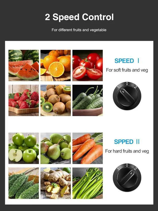 Alt view image 7 of 7 - Reemix Juicer Machine, Big Mouth Large 3 Feed Chute for Whole Fruits and Vegetables, Easy to Clean, Centrifugal Extractor, BPA Free, 500W Motor, Black (500, Watts)