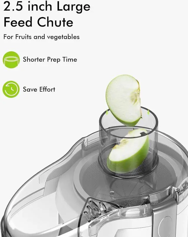 Alt view image 3 of 7 - Juicer Machines, SiFENE Compact Centrifugal Juicer Extractor, Juice Maker for Vegetable and Fruit with 3-Speed Setting, BPA Free, Easy to Clean, White