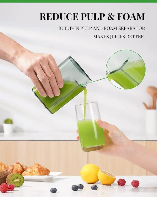 Alt view image 5 of 7 - GDOR Juicer Machine 5.0, Electric Juicer with Titanium Enhanced Cut Disc, Dual Speeds Centrifugal Juicer with 2.5" Feed Chute, for Fruits and Veggies, Anti-Drip, Includes Cleaning Brush, BPA-Free