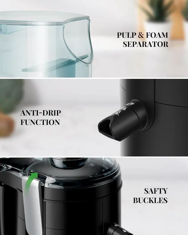 Alt view image 7 of 7 - GDOR Juicer Machine 5.0, Electric Juicer with Titanium Enhanced Cut Disc, Dual Speeds Centrifugal Juicer with 2.5" Feed Chute, for Fruits and Veggies, Anti-Drip, Includes Cleaning Brush, BPA-Free