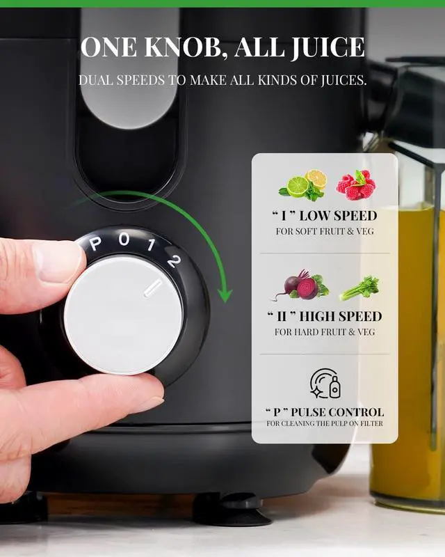 Alt view image 6 of 7 - GDOR Juicer Machine 5.0, Electric Juicer with Titanium Enhanced Cut Disc, Dual Speeds Centrifugal Juicer with 2.5" Feed Chute, for Fruits and Veggies, Anti-Drip, Includes Cleaning Brush, BPA-Free