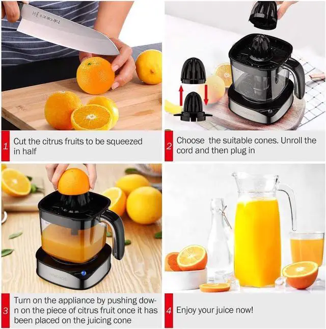 Alt view image 6 of 6 - Electric Citrus Juicer 1.2L Large Volume, Orange Juicer with Powerful Motor and LED Working Lamp, Electric Lemon Squeezer for Orange Lemon Lime Grapefruit by LUUKMONDE