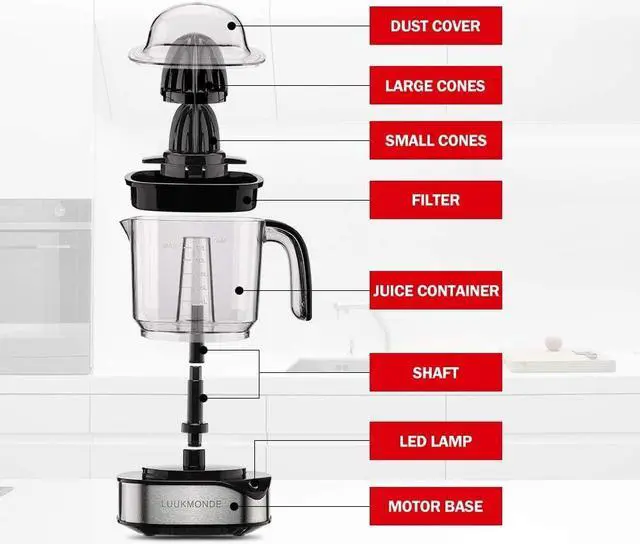 Alt view image 4 of 6 - Electric Citrus Juicer 1.2L Large Volume, Orange Juicer with Powerful Motor and LED Working Lamp, Electric Lemon Squeezer for Orange Lemon Lime Grapefruit by LUUKMONDE
