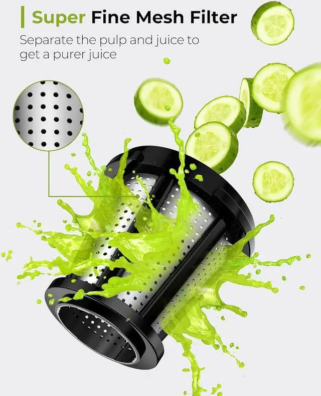 Alt view image 3 of 7 - Jocuu Cold Press Juicer Machine with 2-Speed Modes - Slow Masticating Juicer for Vegetables and Fruits with Recipes, Brush & Reverse Function, Quiet Motor - Grey
