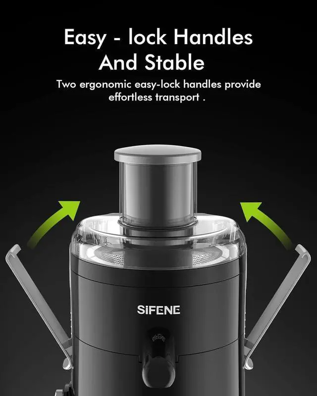 Alt view image 6 of 7 - Juicer Machines, SiFENE Compact Centrifugal Juicer Extractor, Juice Maker for Vegetable and Fruit with 3-Speed Setting, BPA Free, Easy to Clean, Black