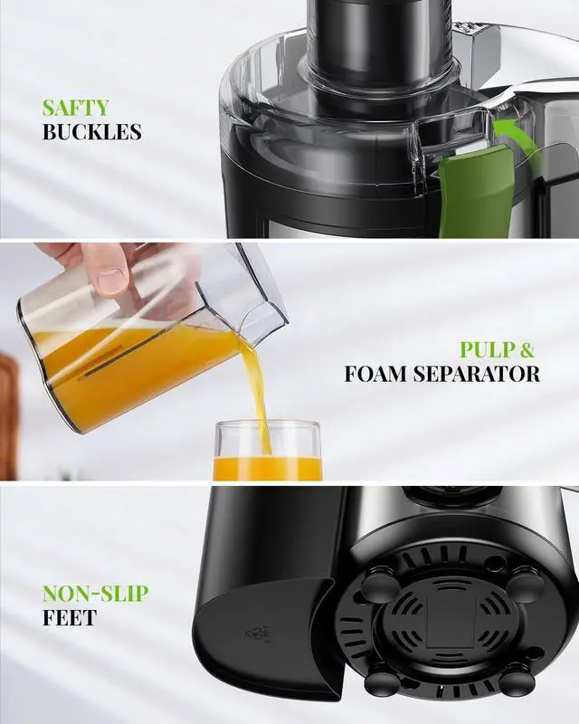 Alt view image 2 of 7 - GDOR 800W Juicer Machine, 3 Speeds Juicer, Quick Juicing Juice Extractor, Centrifugal Juicer for Fruits and Vegetables, Juicers with 2.5Feed Chute, Easy to Clean, Includes Cleaning Brush, BPA Free