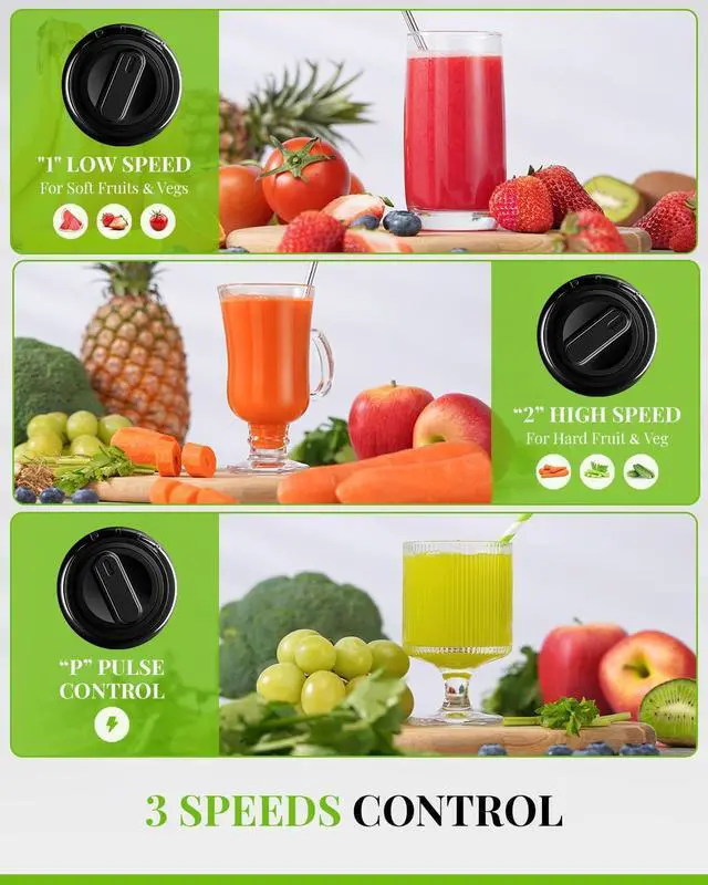 Alt view image 3 of 7 - GDOR 800W Juicer Machine, 3 Speeds Juicer, Quick Juicing Juice Extractor, Centrifugal Juicer for Fruits and Vegetables, Juicers with 2.5Feed Chute, Easy to Clean, Includes Cleaning Brush, BPA Free