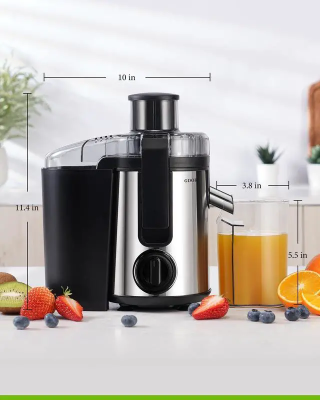 Alt view image 7 of 7 - GDOR 800W Juicer Machine, 3 Speeds Juicer, Quick Juicing Juice Extractor, Centrifugal Juicer for Fruits and Vegetables, Juicers with 2.5Feed Chute, Easy to Clean, Includes Cleaning Brush, BPA Free