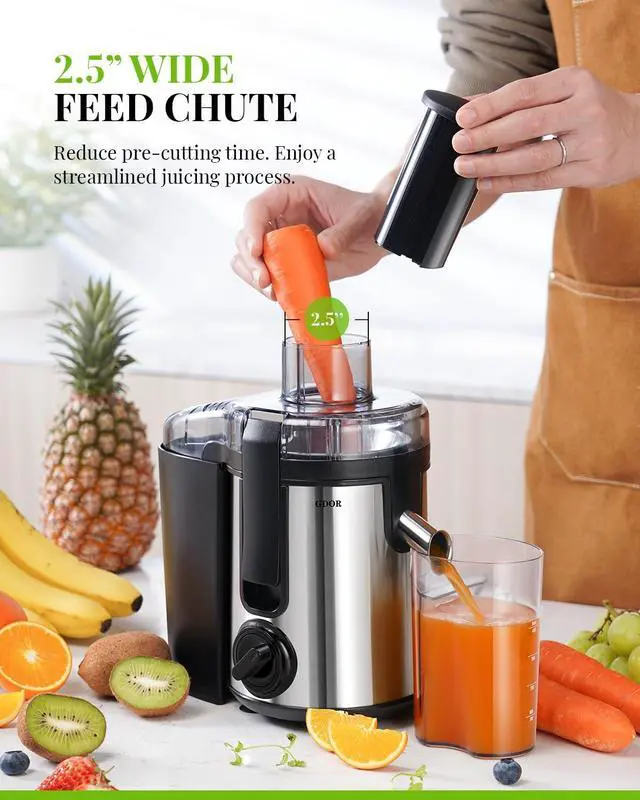 Alt view image 5 of 7 - GDOR 800W Juicer Machine, 3 Speeds Juicer, Quick Juicing Juice Extractor, Centrifugal Juicer for Fruits and Vegetables, Juicers with 2.5Feed Chute, Easy to Clean, Includes Cleaning Brush, BPA Free