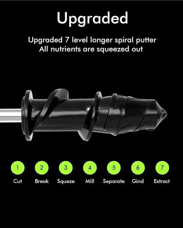 Alt view image 4 of 7 - SiFENE Cold Press Juicer Machine, Slow Masticating Juicer, Vegetable and Fruit Juice Extractor Maker Squeezer, Easy to Clean, BPA Free, Red