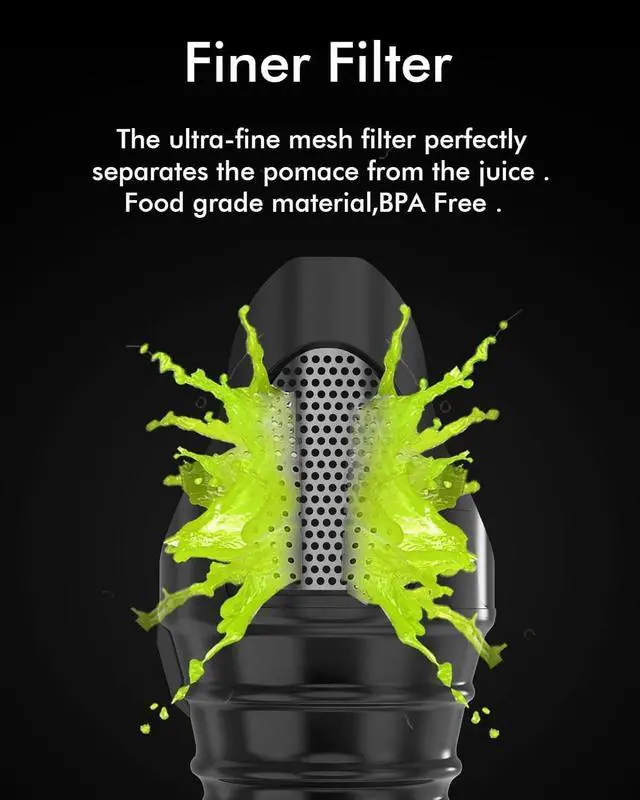 Alt view image 2 of 7 - SiFENE Cold Press Juicer Machine, Slow Masticating Juicer, Vegetable and Fruit Juice Extractor Maker Squeezer, Easy to Clean, BPA Free, Red