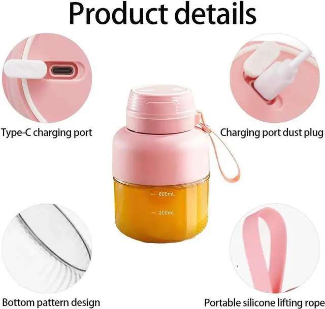 Alt view image 4 of 7 - ANQIA Portable Blender for Shakes and Smoothies 30oz Small Personal Blender with 10 Blades Portable Juicer Blender for Travel, Sports, Kitchen Blue