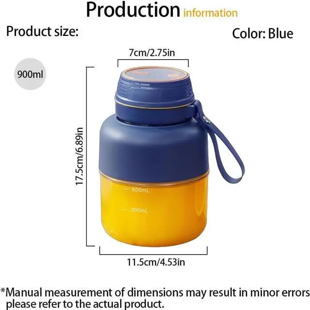 Alt view image 2 of 7 - ANQIA Portable Blender for Shakes and Smoothies 30oz Small Personal Blender with 10 Blades Portable Juicer Blender for Travel, Sports, Kitchen Blue