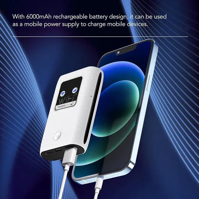 Alt view image 5 of 7 - 4G LTE WiFi Mobile Hotspot, 300Mbps WiFi Travel Router, Unlocked Portable WiFi Hot Spot Device with SIM Card Slot, Pocket WiFi with 6000mAh Rechargeable Battery, Supports 10 Device