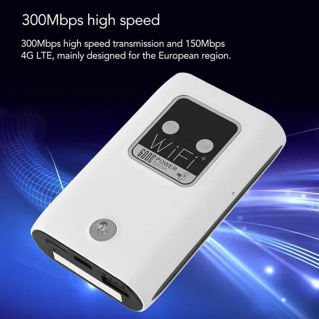 Alt view image 2 of 7 - 4G LTE WiFi Mobile Hotspot, 300Mbps WiFi Travel Router, Unlocked Portable WiFi Hot Spot Device with SIM Card Slot, Pocket WiFi with 6000mAh Rechargeable Battery, Supports 10 Device