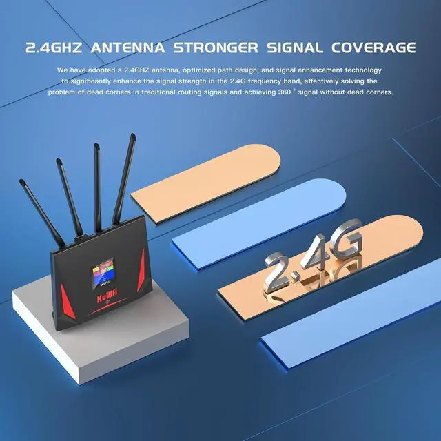 Alt view image 3 of 7 - KuWFi High Speed 4G LTE Router, 4g Wireless Router with sim Card Slot and 5dBi Antennas Suitable for for Bell/Rogers/Virgin in Canada