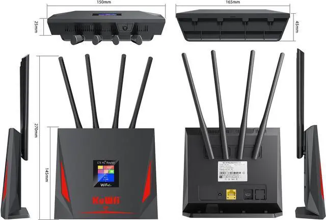 Alt view image 7 of 7 - KuWFi High Speed 4G LTE Router, 4g Wireless Router with sim Card Slot and 5dBi Antennas Suitable for for Bell/Rogers/Virgin in Canada