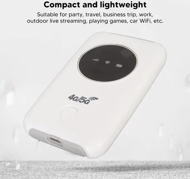 Alt view image 2 of 7 - Portable 4G LTE Mobile Hotspot, 5G WiFi USB Router with 3200MAh Battery, SIM Card Slot, 300Mbps Unlocked, Connect Up to 10 Devices for Travel and Outdoor Activities