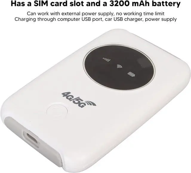 Alt view image 4 of 7 - Portable 4G LTE Mobile Hotspot, 5G WiFi USB Router with 3200MAh Battery, SIM Card Slot, 300Mbps Unlocked, Connect Up to 10 Devices for Travel and Outdoor Activities