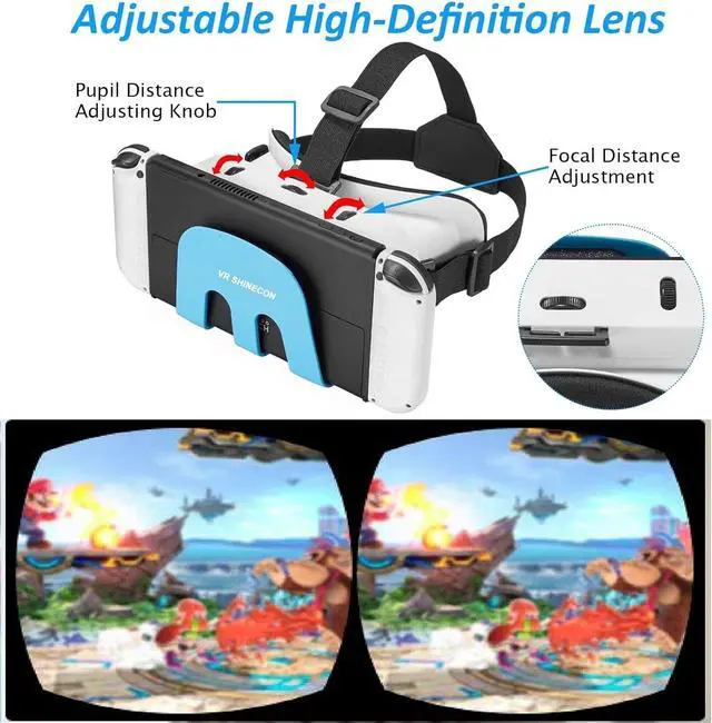 Alt view image 3 of 7 - Switch VR Headset Compatible with Nintendo Switch & OLED, Upgraded with Adjustable HD Lenses, Virtual Reality Glasses for Nintendo Switch & Switch OLED Model, Switch VR Kit, Switch 3D Goggles
