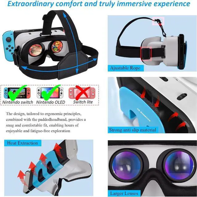 Alt view image 2 of 7 - Switch VR Headset Compatible with Nintendo Switch & OLED, Upgraded with Adjustable HD Lenses, Virtual Reality Glasses for Nintendo Switch & Switch OLED Model, Switch VR Kit, Switch 3D Goggles