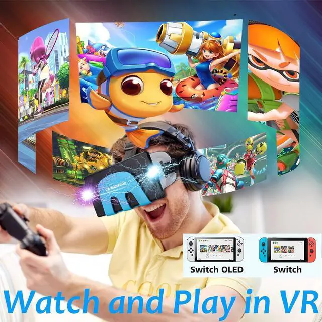 Alt view image 7 of 7 - Switch VR Headset Compatible with Nintendo Switch & OLED, Upgraded with Adjustable HD Lenses, Virtual Reality Glasses for Nintendo Switch & Switch OLED Model, Switch VR Kit, Switch 3D Goggles