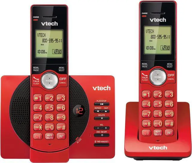 Main image of VTech DECT 6.0 Dual Handset Cordless Phones with ITAD, CID, Backlit Keypads and Screens, Full Duplex Handset Speakerphones, Call Block Red - CS6929-26
