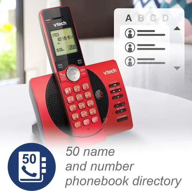 Alt view image 5 of 7 - VTech DECT 6.0 Dual Handset Cordless Phones with ITAD, CID, Backlit Keypads and Screens, Full Duplex Handset Speakerphones, Call Block Red - CS6929-26