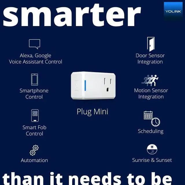 Alt view image 3 of 7 - YoLink Mini Plug, 1/4 Mile World's Longest Range Smart Home Plug Mini Outlet Compatible with Alexa Google Assistant IFTTT App Remote Control Home Appliances from Anywhere- YoLink Hub Required