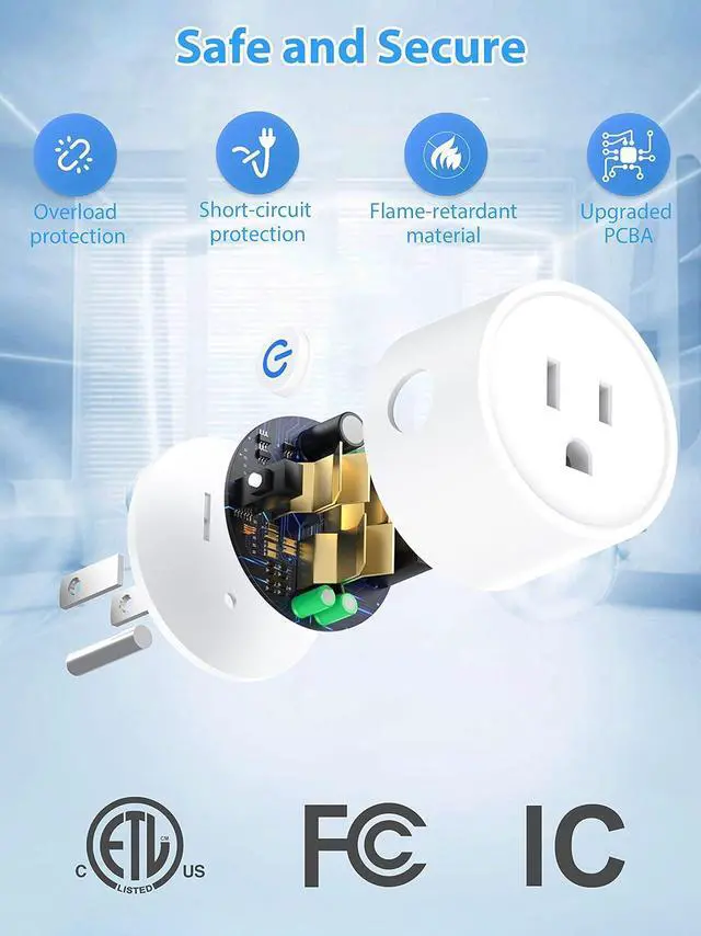 Alt view image 3 of 7 - EIGHTREE Smart Plug Alexa, Smart Outlet, Works with Alexa, Google Home and SmartThings, WiFi Smart Plugs with APP Remote Control and Timer Function, 2.4GHz Wi-Fi Only, Prise Intelligente, 4Packs