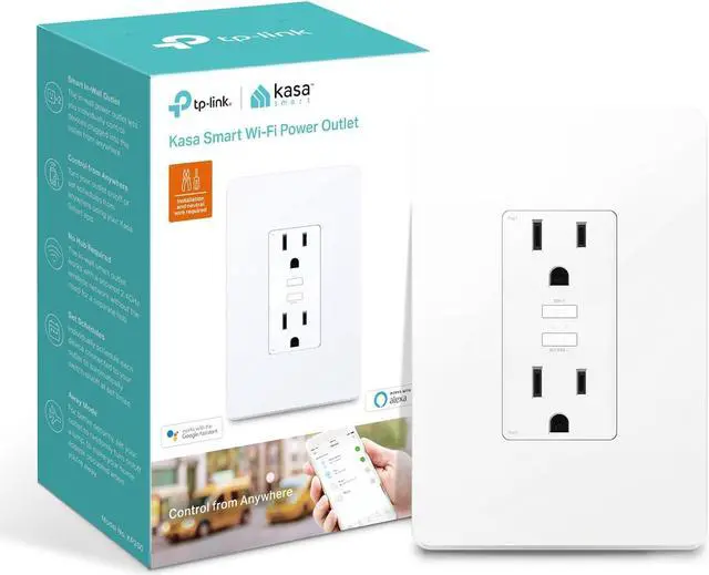 Main image of Kasa Smart In-Wall WiFi Outlet by TP-Link (KP200) - Neutral Wire and 2.4GHz Wi-Fi Connection Required, Works with Alexa, Echo and Google Home, No Hub Required, Remote Control, UL Certified White