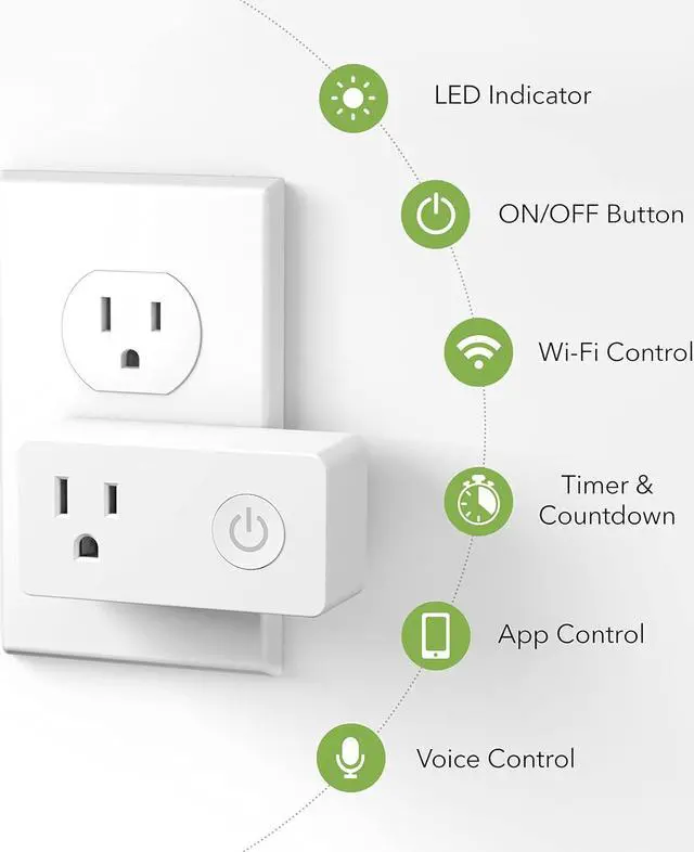 Alt view image 2 of 7 - BN-LINK WiFi Heavy Duty Smart Plug Outlet, No Hub Required with Timer Function, White, Compatible with Alexa and Google Assistant, 2.4 Ghz Network Only (4 Pack)