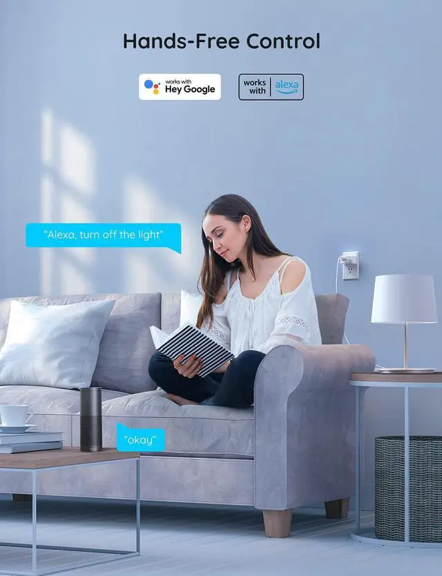 Alt view image 5 of 7 - Govee Smart Plug, WiFi Bluetooth Outlets 2 Pack Work with Alexa and Google Assistant, 15A WiFi Plugs with Multiple Timers, Govee Home APP Group Control Remotely, No Hub Required, ETL&FCC Certified