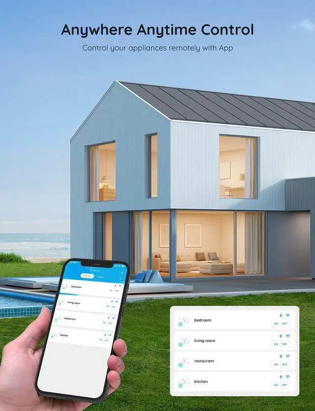 Alt view image 7 of 7 - Govee Smart Plug, WiFi Bluetooth Outlets 2 Pack Work with Alexa and Google Assistant, 15A WiFi Plugs with Multiple Timers, Govee Home APP Group Control Remotely, No Hub Required, ETL&FCC Certified