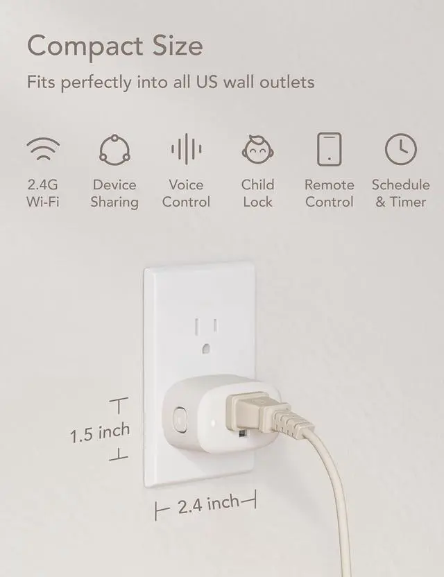 Alt view image 2 of 7 - Nooie Smart Plug Works with Alexa Google Home WiFi Outlet Mini Smart Socket with Child Lock and Timer Countdown Function, No Hub Required for Smart Home Life (4 Pack)