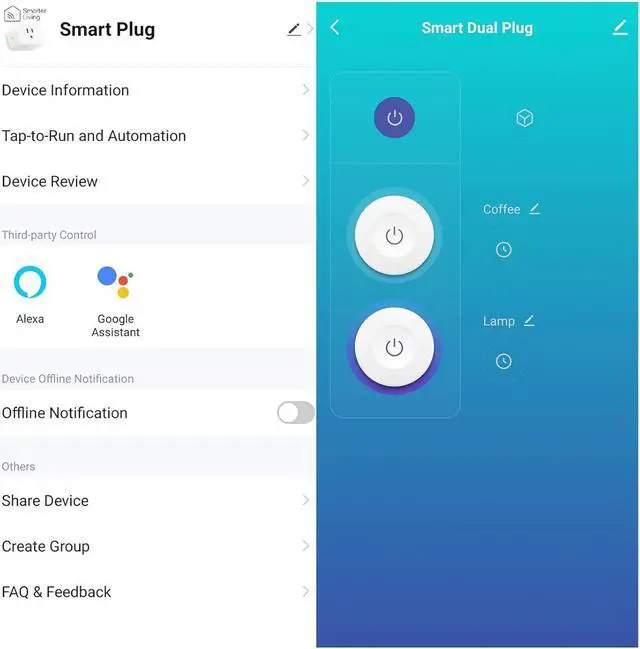 Alt view image 5 of 6 - Smarter Living - Dual Socket Wifi Smart Plug (2 Pack), Powerful 15A 1800w Output, No Hub Required, Works with Alexa, Google Home, Voice Control, Smart Life and Tuya App