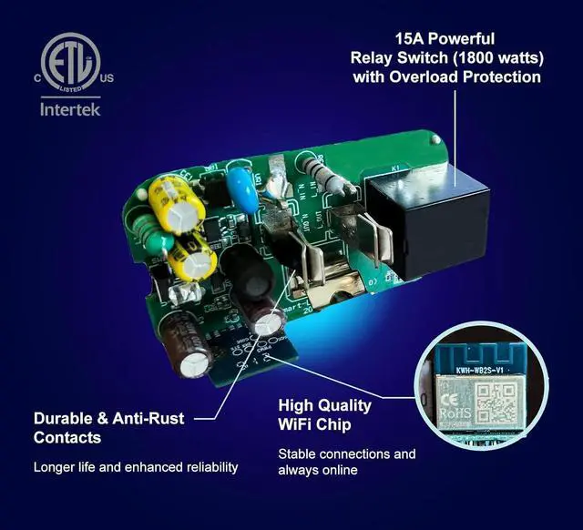 Alt view image 6 of 6 - Smarter Living - Dual Socket Wifi Smart Plug (2 Pack), Powerful 15A 1800w Output, No Hub Required, Works with Alexa, Google Home, Voice Control, Smart Life and Tuya App