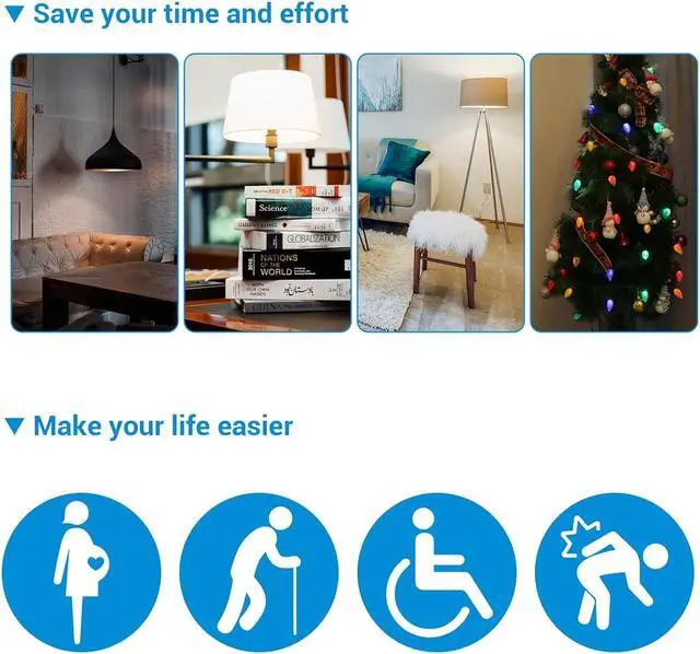 Alt view image 3 of 7 - DEWENWILS Indoor Remote Control Outlet, Wireless Remote Light Switch, No Interference Remote Outlet Switch, No Wiring, 15A/1875W, 100ft RF Range, Compact Design, Programmable