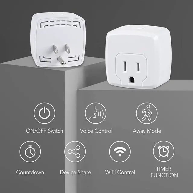 Alt view image 2 of 7 - HBN Smart Plug Mini 15A, WiFi Smart Outlet Works with Alexa, Google Home Assistant, Remote Control with Timer Function, No Hub Required, ETL Certified, 2.4G WiFi Only, 2-Pack