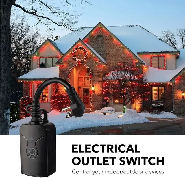 Alt view image 6 of 7 - HBN Outdoor Indoor Wireless Remote Control 3-Prong Outlet Weatherproof Heavy Duty 15 A Compact 1 Remote 1 Outlet with Remote 15cm Cord 30m Range ETL Listed (Battery Included)