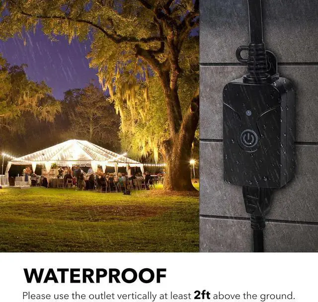 Alt view image 5 of 7 - HBN Outdoor Indoor Wireless Remote Control 3-Prong Outlet Weatherproof Heavy Duty 15 A Compact 1 Remote 1 Outlet with Remote 15cm Cord 30m Range ETL Listed (Battery Included)
