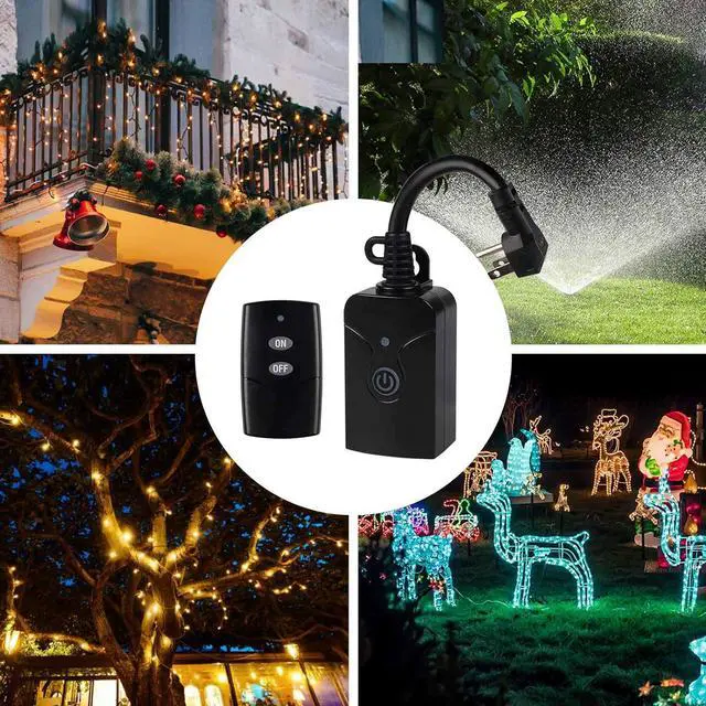 Alt view image 4 of 7 - HBN Outdoor Indoor Wireless Remote Control 3-Prong Outlet Weatherproof Heavy Duty 15 A Compact 1 Remote 1 Outlet with Remote 15cm Cord 30m Range ETL Listed (Battery Included)