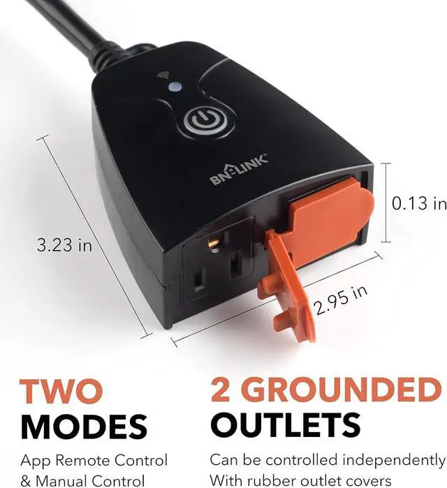 Alt view image 2 of 7 - BN-LINK Heavy Duty Dual Outlet Outdoor Smart WiFi Plug Timer Outlet Switch, Compatible with Alexa and Google Assistant 2.4 GHz Network only