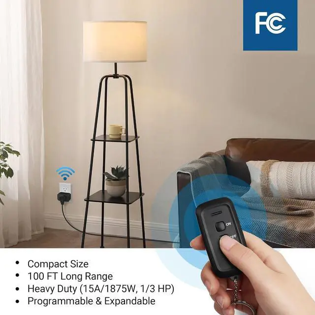 Alt view image 3 of 7 - DEWENWILS Indoor Remote Control Outlet, Wireless Remote Light Switch, No Interference Remote Outlet Switch, No Wiring, 15A/1875W, 100ft RF Range, Compact Design