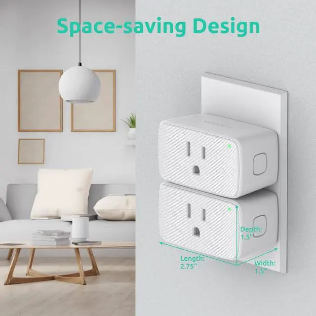Alt view image 5 of 6 - VOCOlinc Smart Plug, Mini WiFi Outlet Socket Works with HomeKit Alexa Google Home Nest Hub, Voice Control, Remote Access, Timer, No Hub Required, 15A 1800W 2.4GHz Network 3 Pack