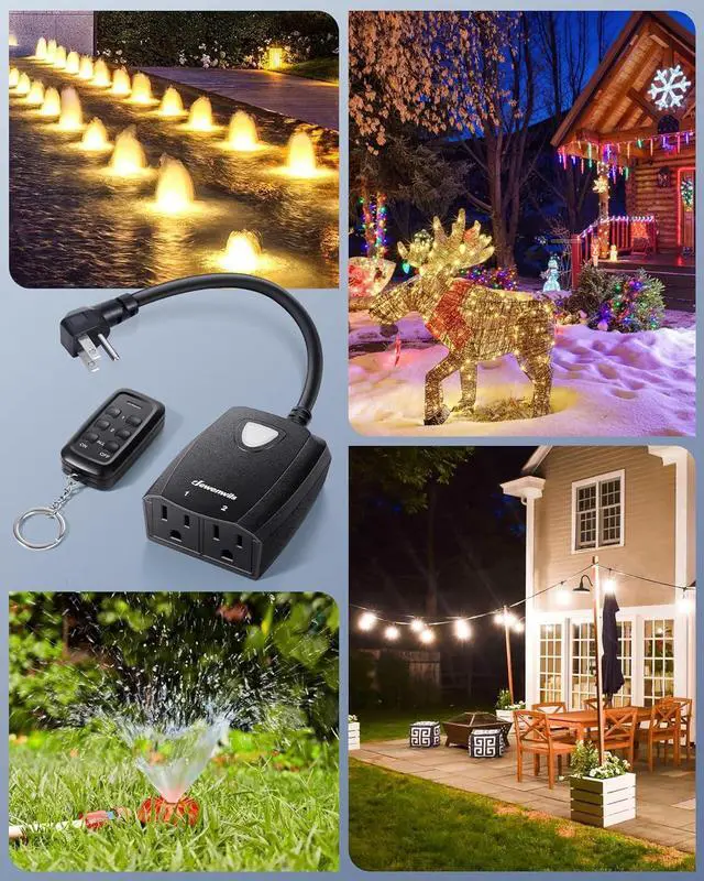 Alt view image 7 of 7 - DEWENWILS Outdoor Wireless Remote Control Outlet, 2 Independent Control Sockets Weatherproof Electrical Remote Control Switch, 15A Heavy Duty, 7 Inch Extension Cord, 100 FT Range, FCC Listed
